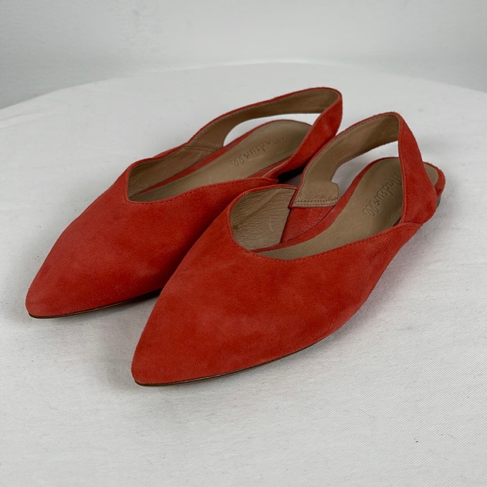 Madewell The Ava Slingback Flat in Coral Suede